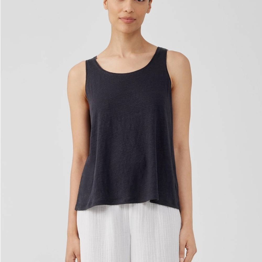 Eileen Fisher Black Relaxed 100% organic linen Tank Top